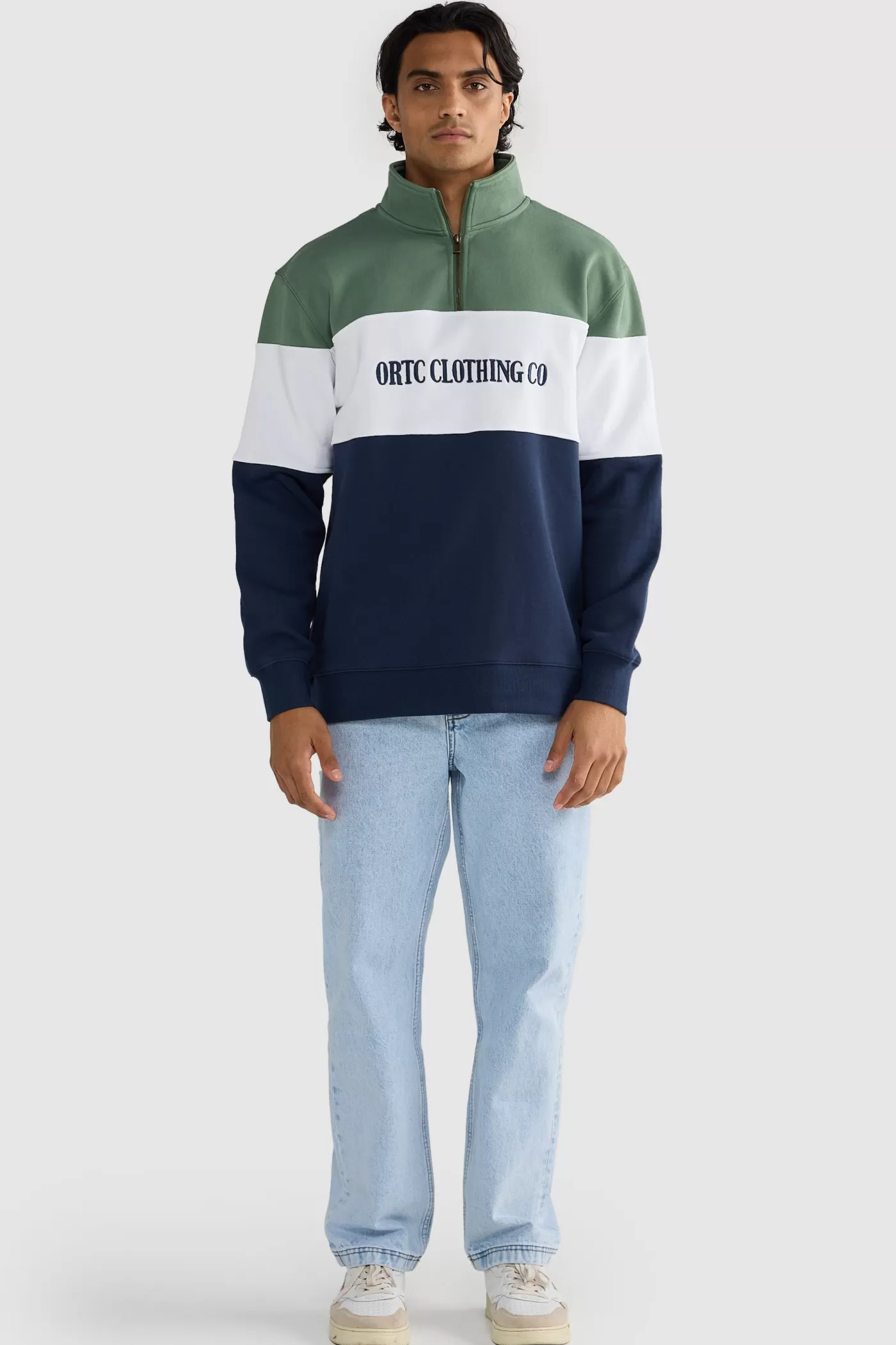Classic Logo Quarter Zip Olive And Navy^ORTC Clothing Co Shop