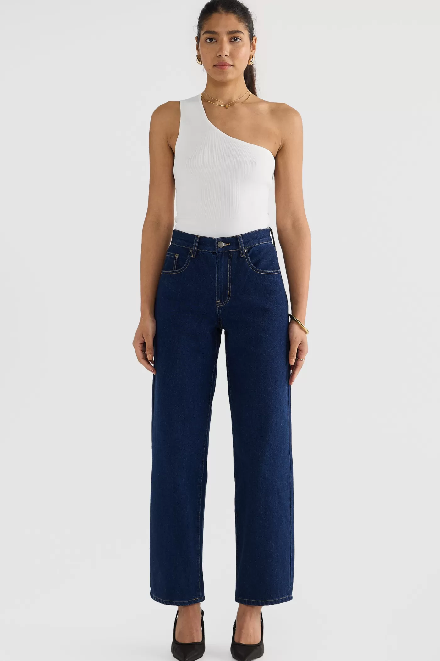 Hadley One Shoulder Knit Top White^ORTC Clothing Co Clearance