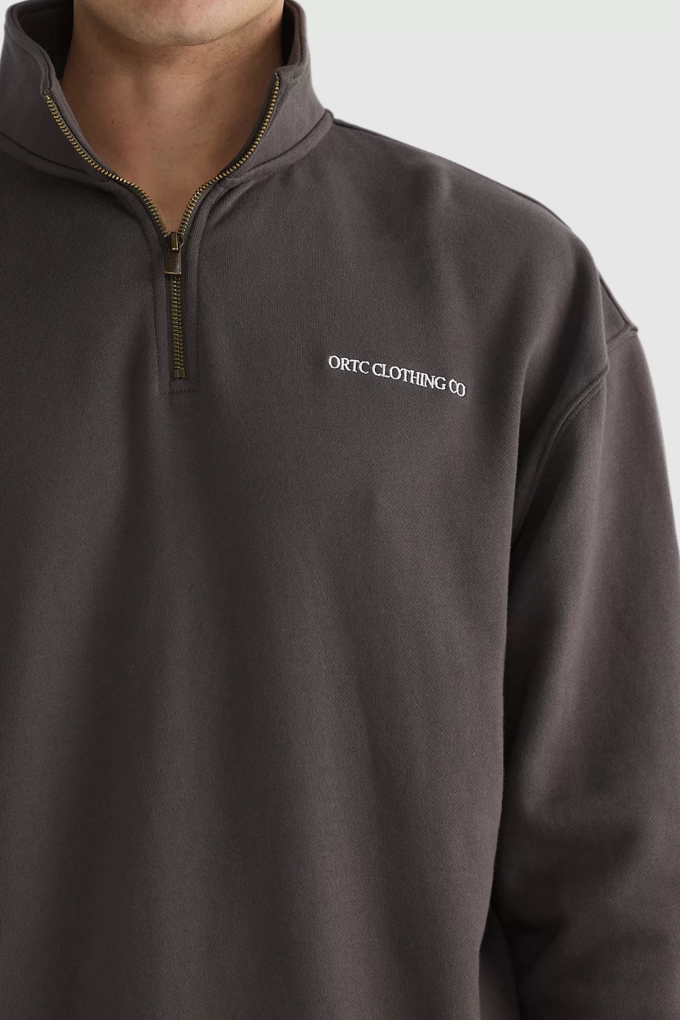 Hugo Quarter Zip Washed Carob^ORTC Clothing Co Discount