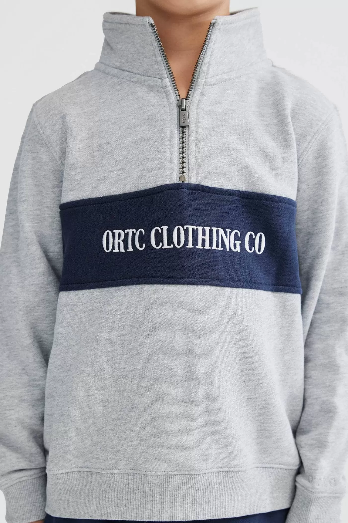 Jnr Classic Logo Quarter Zip Grey Marle^ORTC Clothing Co Discount