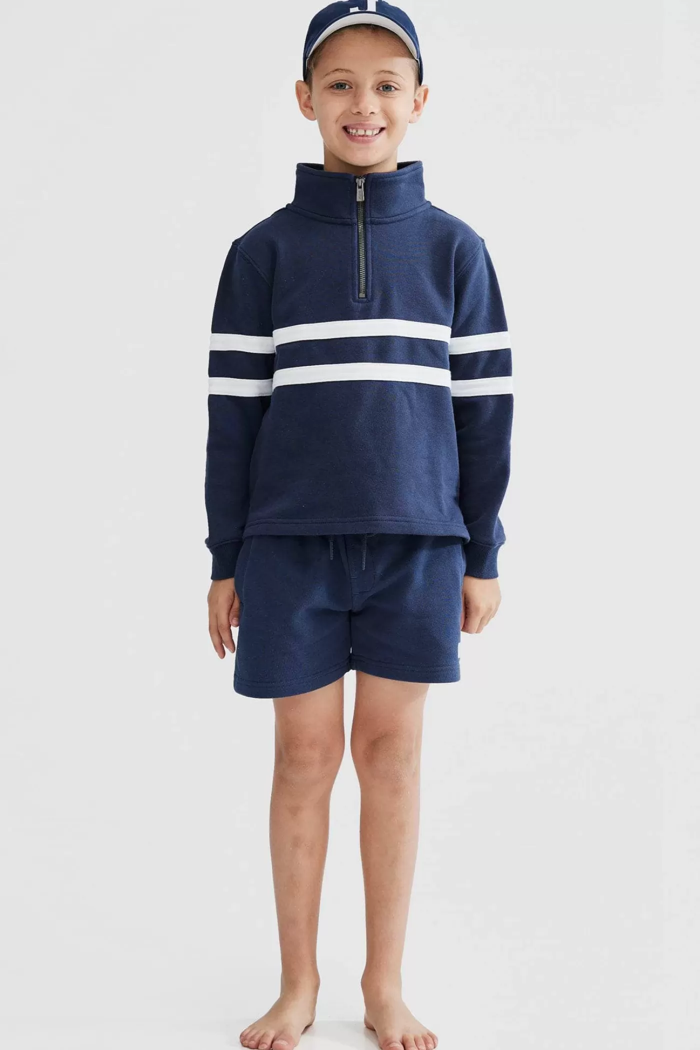 Jnr Collegiate Stripe Quarter Zip ^ORTC Clothing Co Shop