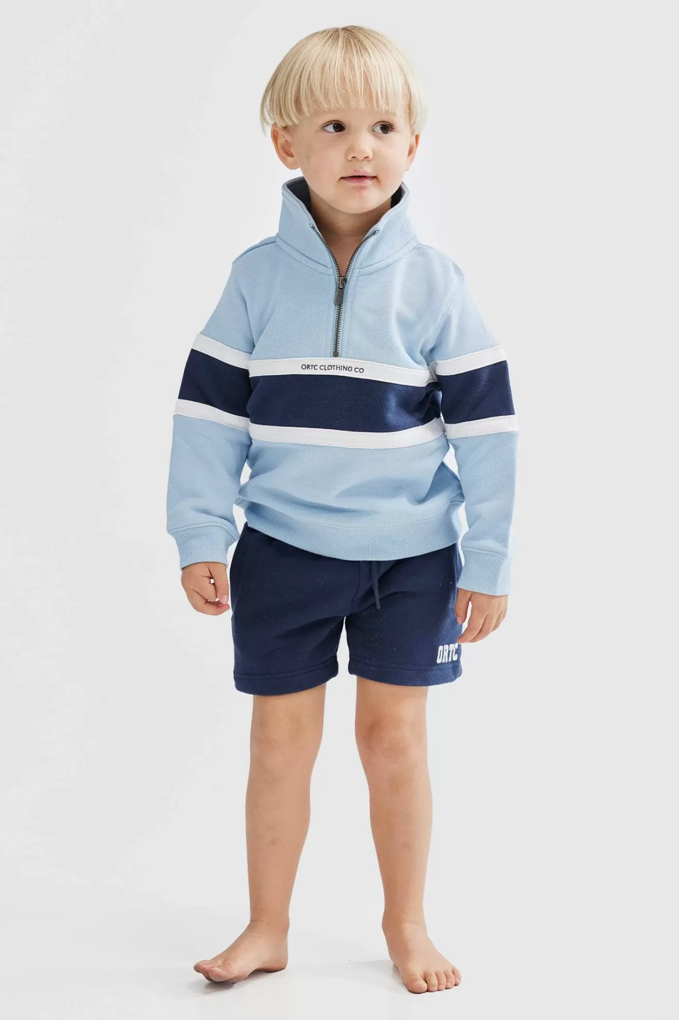 Jnr Triple Panel Quarter Zip Pale Blue And Navy^ORTC Clothing Co Store