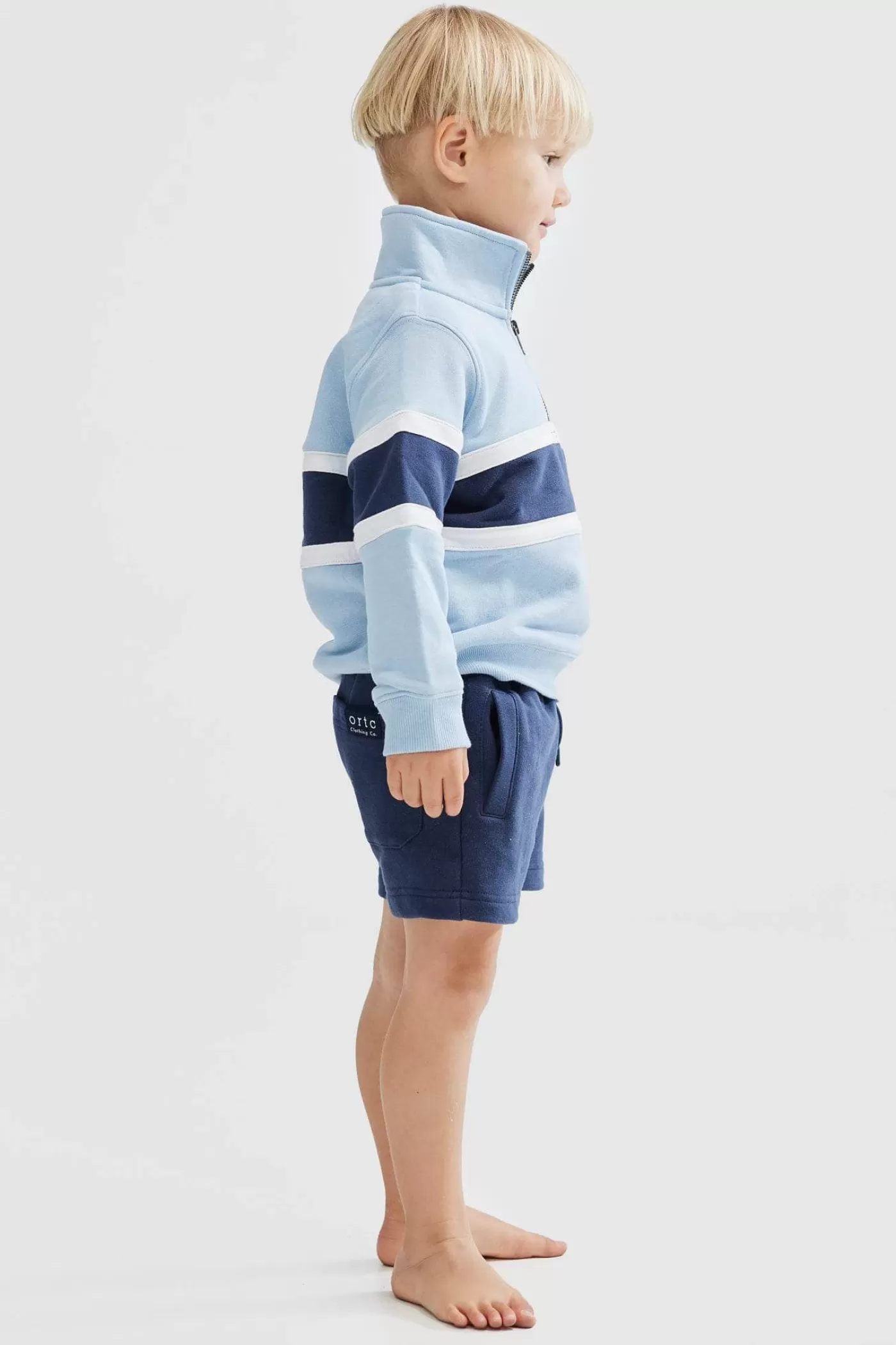 Jnr Triple Panel Quarter Zip Pale Blue And Navy^ORTC Clothing Co Store