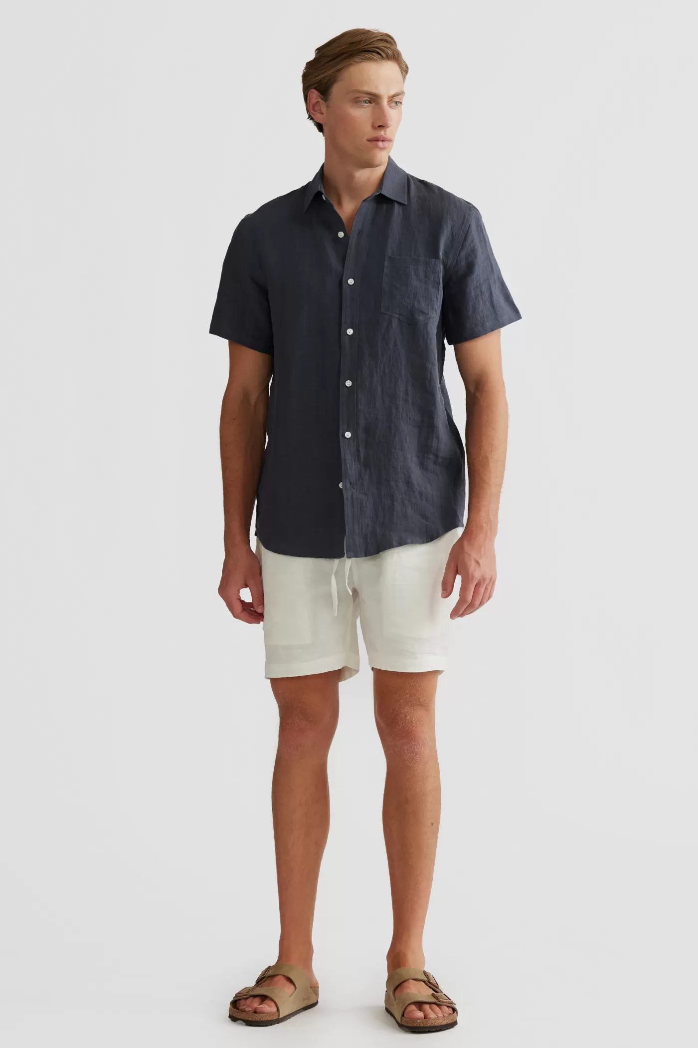 Linen Shirt Short Sleeve Charcoal^ORTC Clothing Co Flash Sale