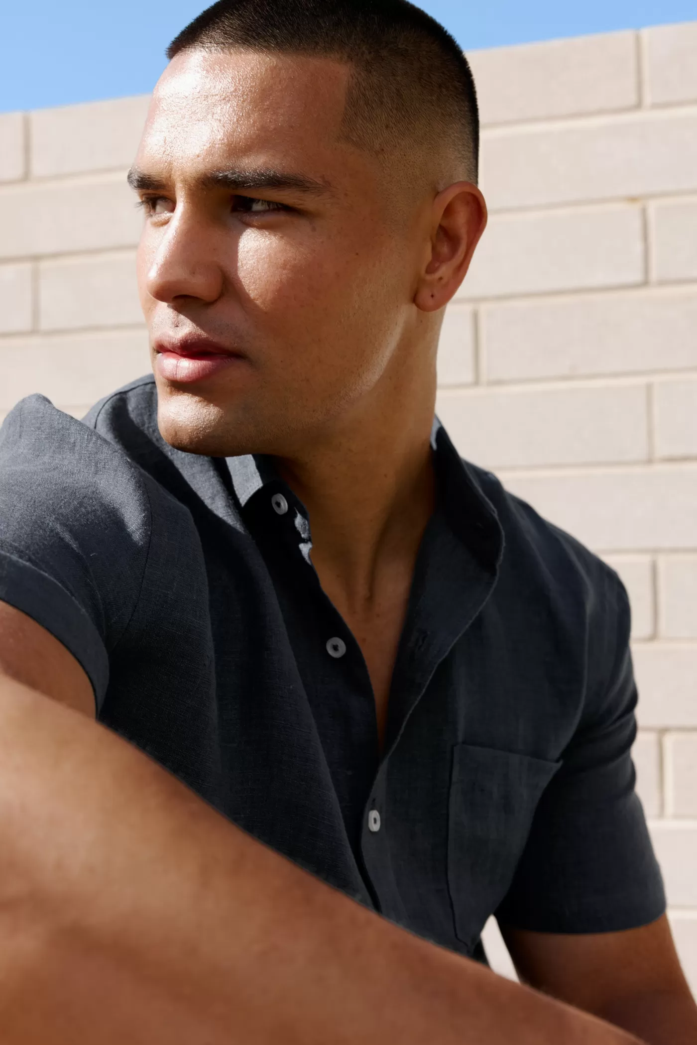 Linen Shirt Short Sleeve Charcoal^ORTC Clothing Co Flash Sale