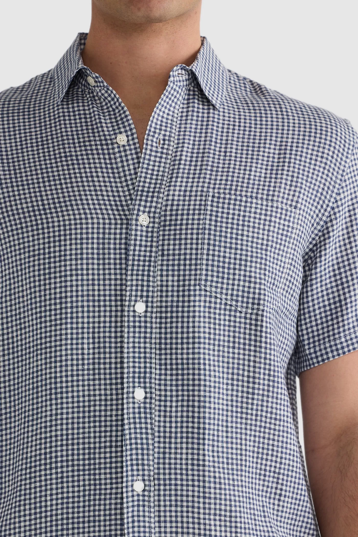 Linen Shirt Short Sleeve Check^ORTC Clothing Co Clearance