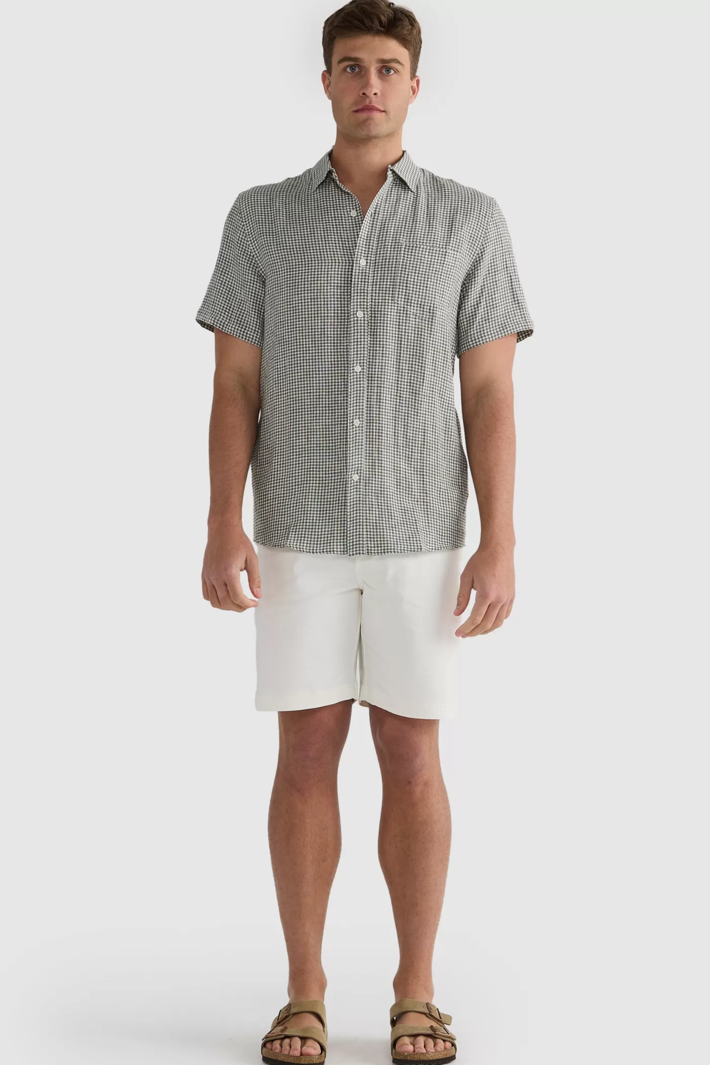 Linen Shirt Short Sleeve Check^ORTC Clothing Co Flash Sale