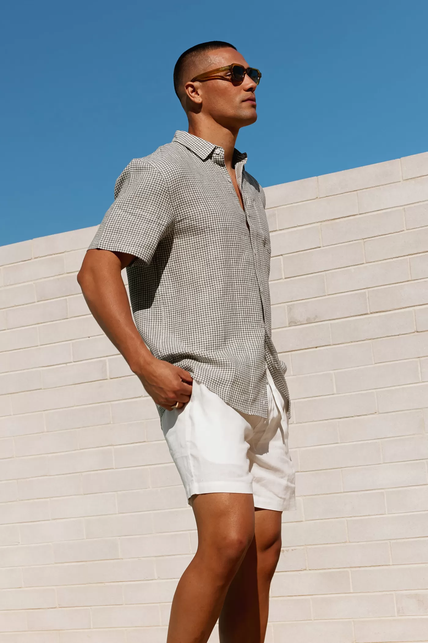 Linen Shirt Short Sleeve Check^ORTC Clothing Co Flash Sale