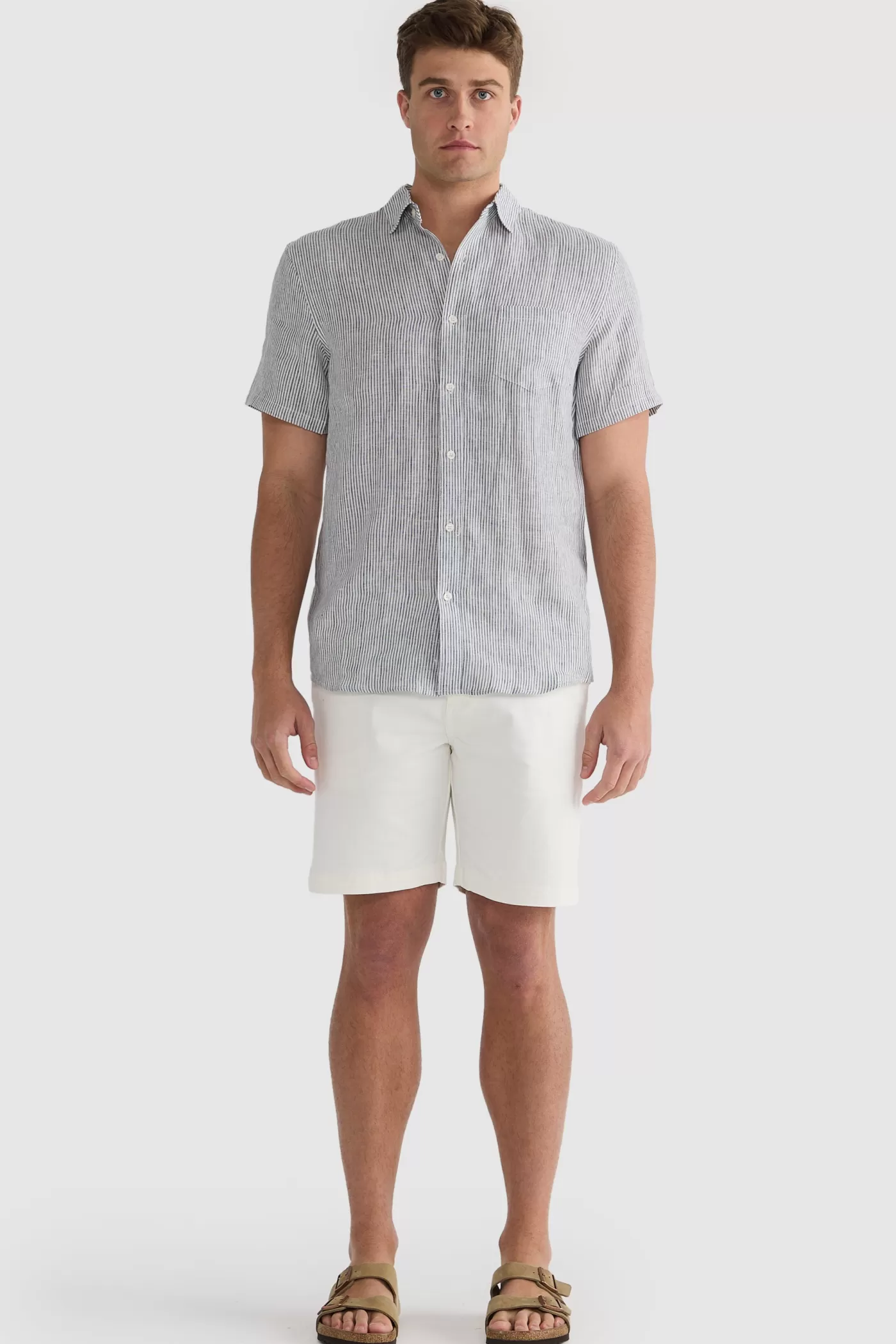 Linen Shirt Short Sleeve Thin Stripe ^ORTC Clothing Co Store