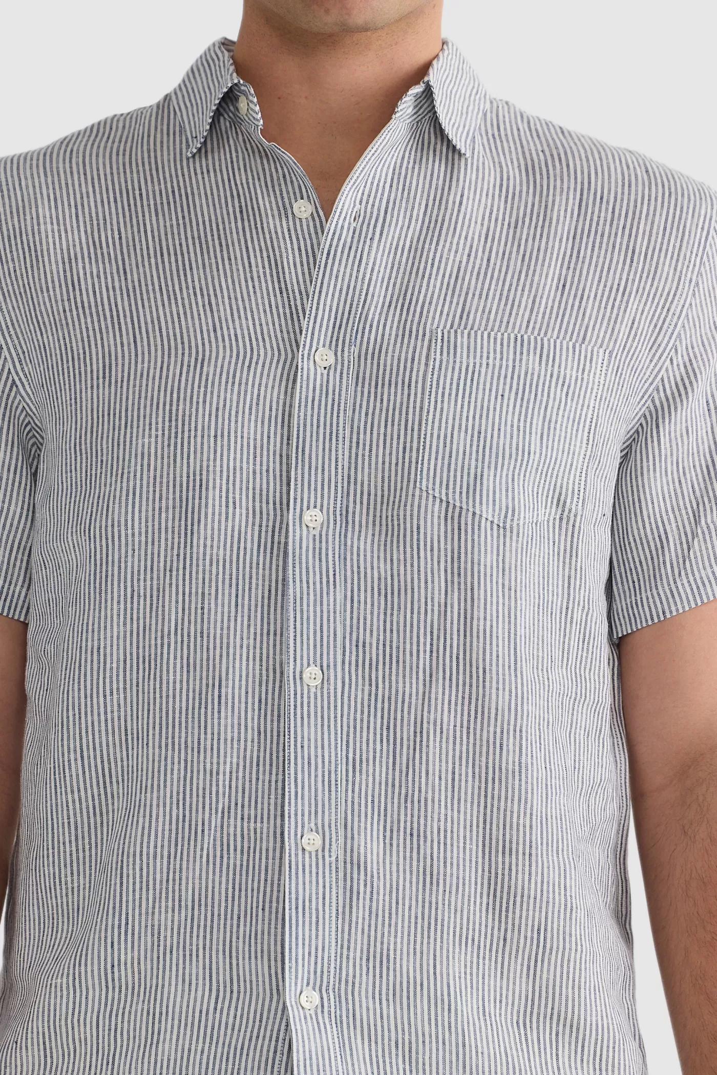 Linen Shirt Short Sleeve Thin Stripe ^ORTC Clothing Co Store