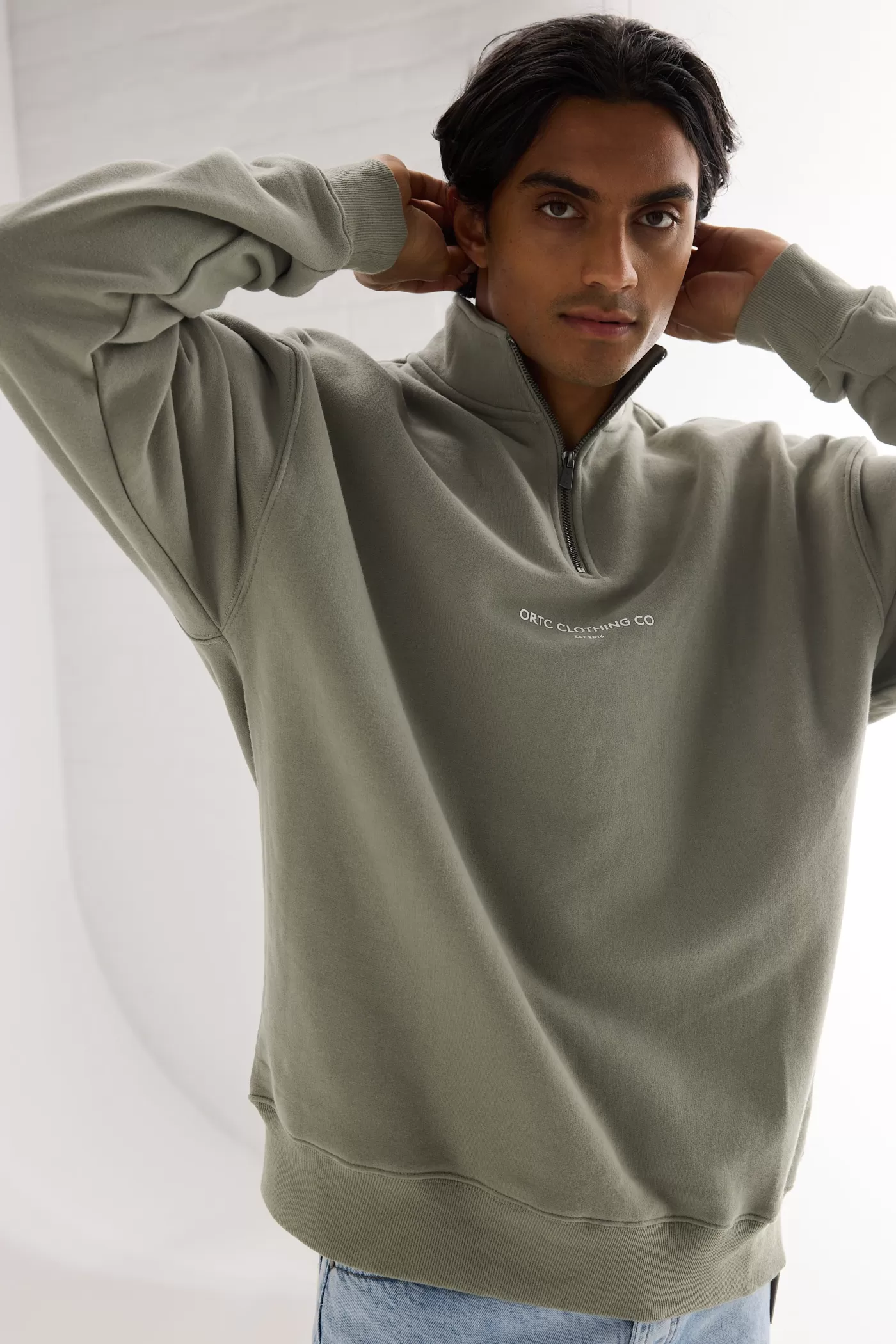 Logo Quarter Zip Olive^ORTC Clothing Co Cheap