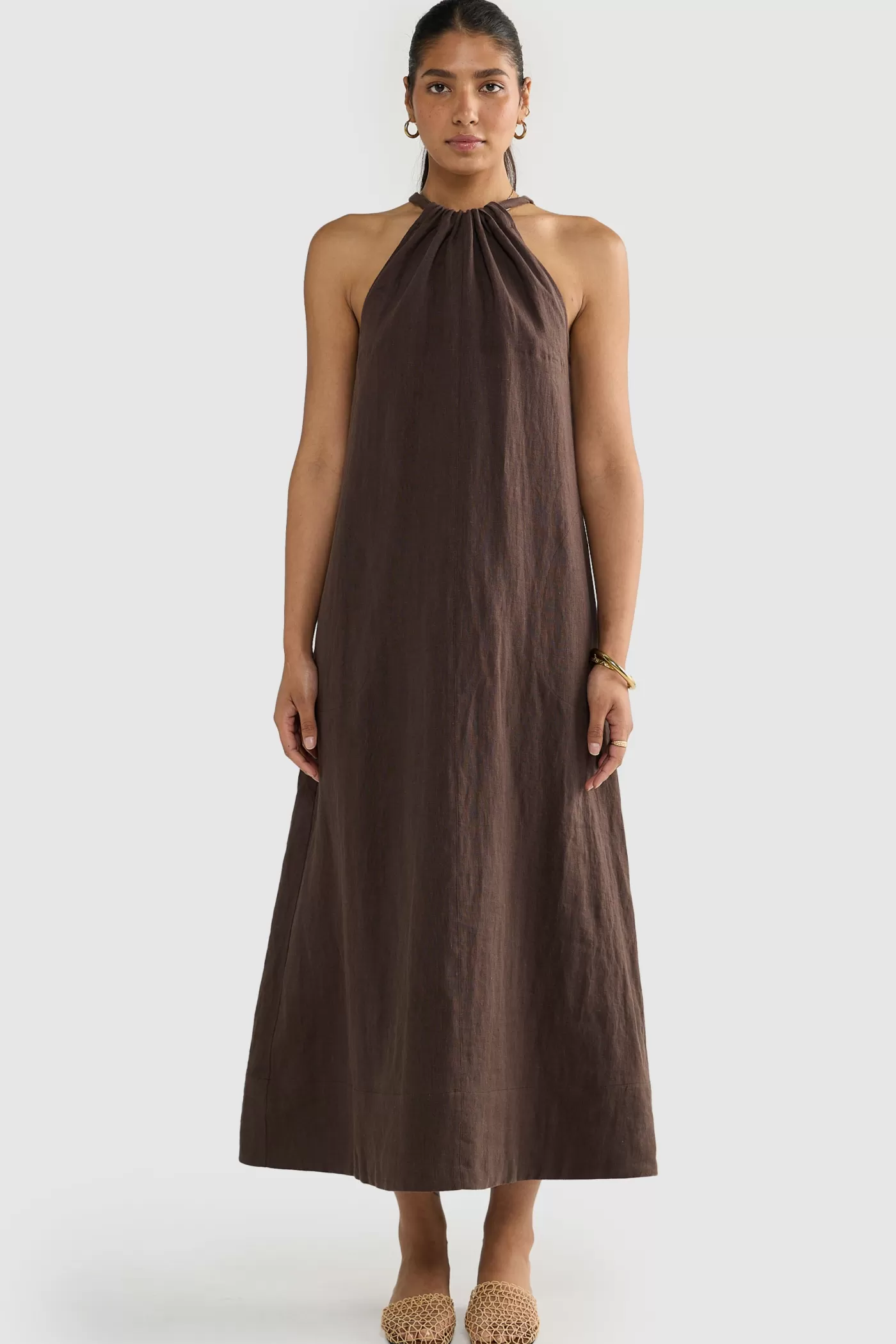 Luna Linen Halter Dress ^ORTC Clothing Co Flash Sale