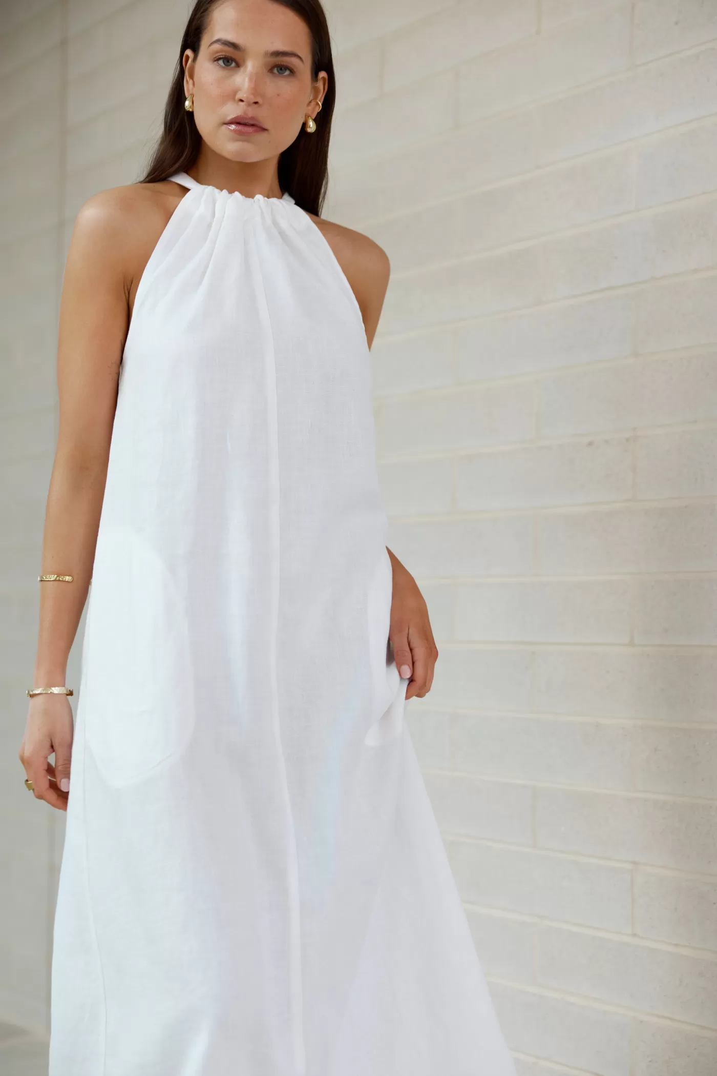 Luna Linen Halter Dress ^ORTC Clothing Co Best Sale
