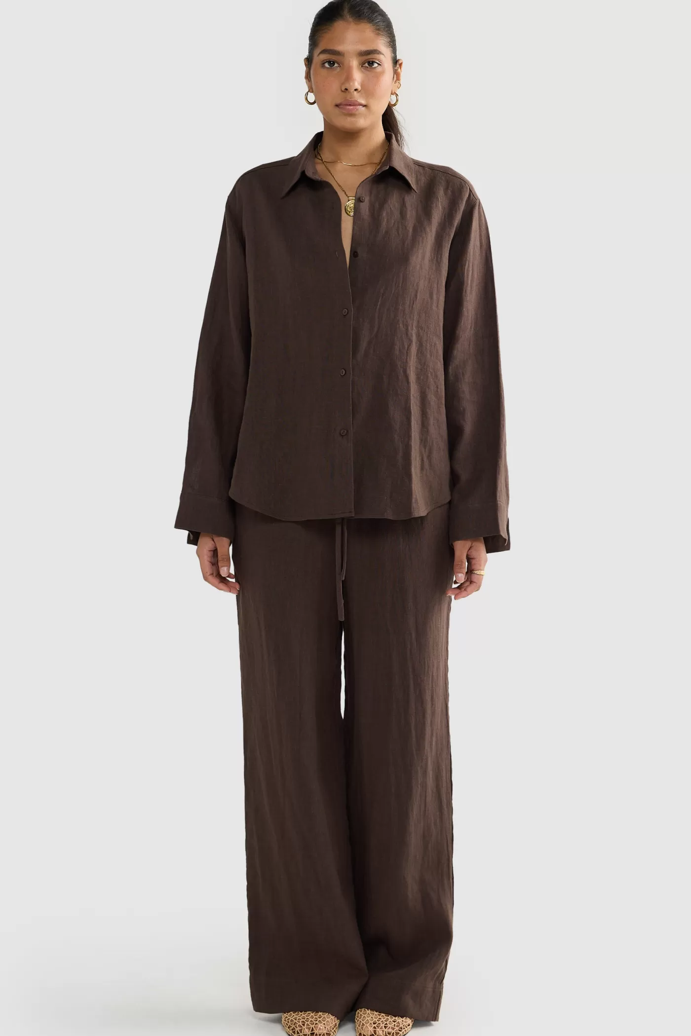 Luna Linen Shirt Carob^ORTC Clothing Co Shop