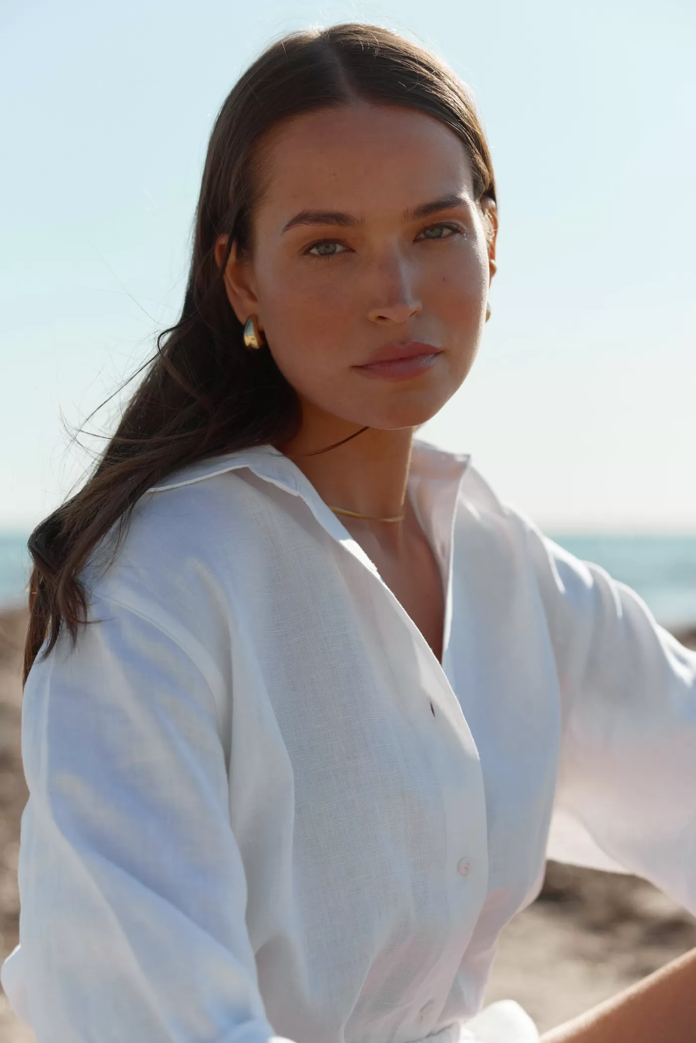Luna Linen Shirt White^ORTC Clothing Co Cheap