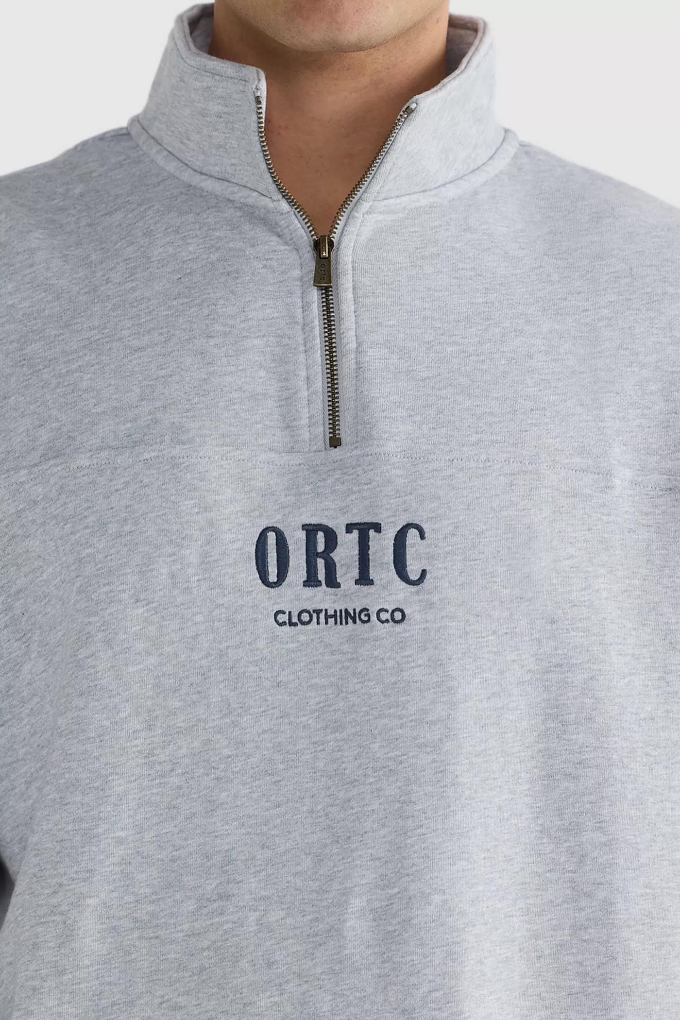 Oversized Logo Quarter Zip Grey Marle^ORTC Clothing Co Discount
