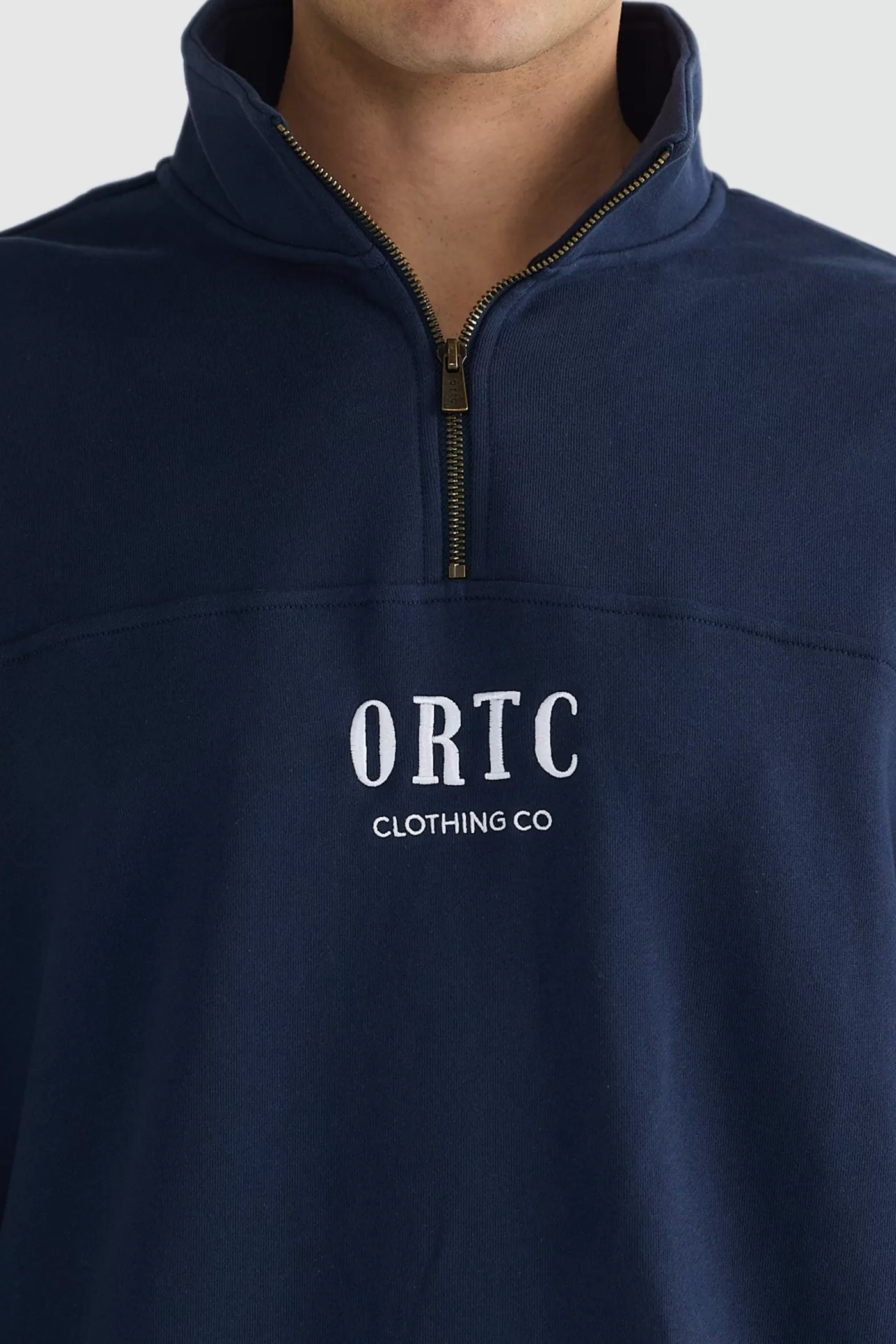 Oversized Logo Quarter Zip Navy^ORTC Clothing Co Outlet
