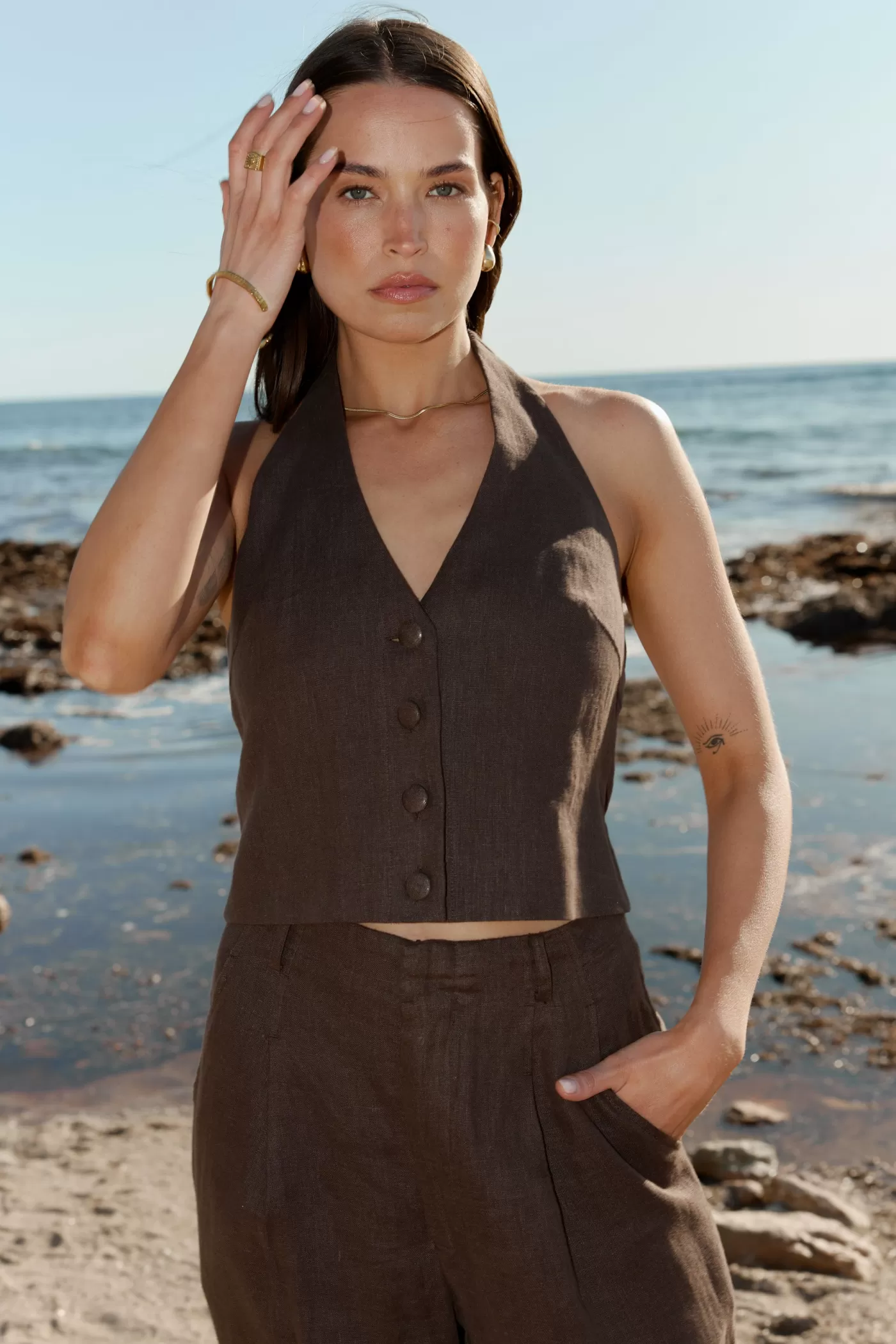 Savannah Linen Halter Top ^ORTC Clothing Co Clearance