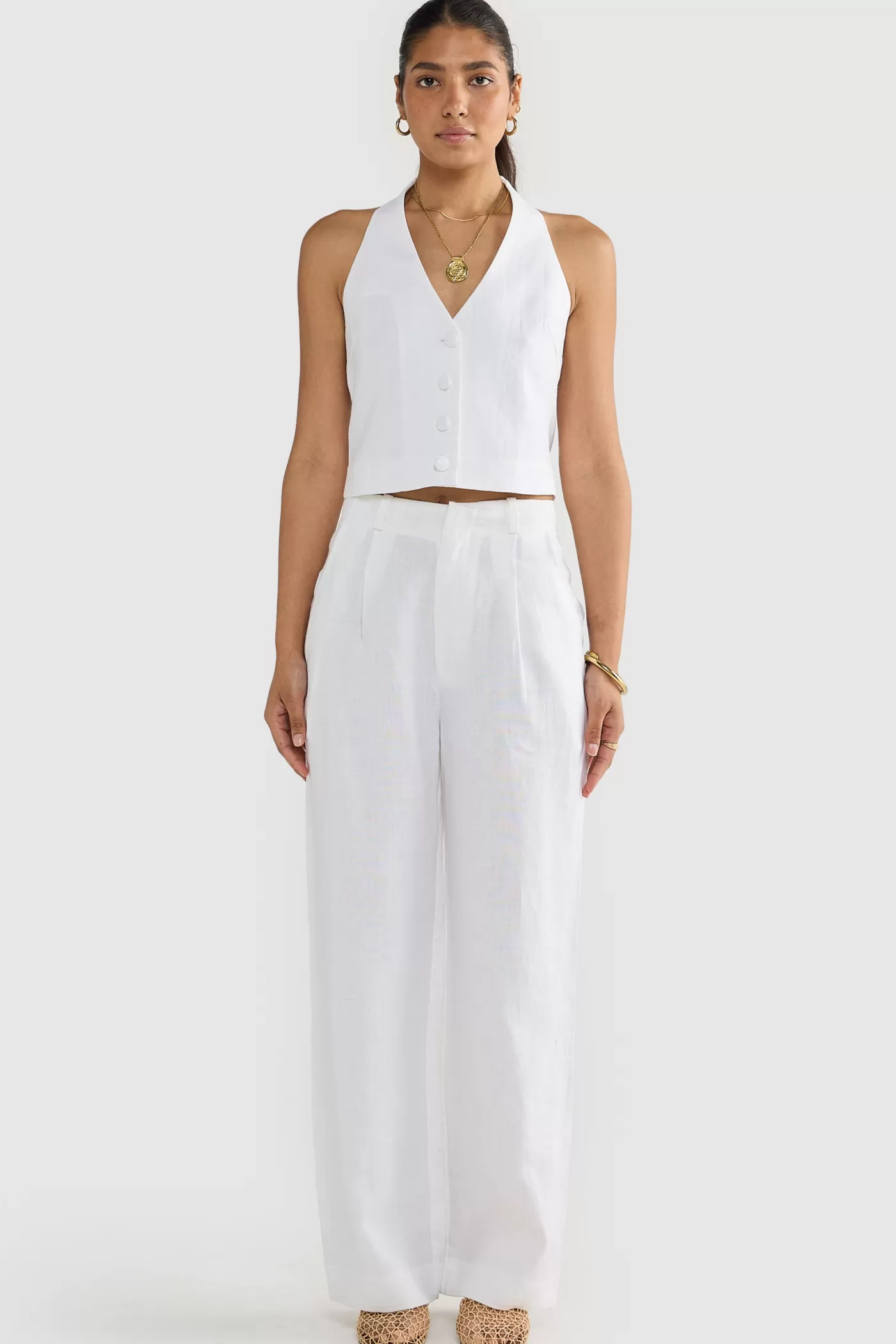 Savannah Linen Halter Top White^ORTC Clothing Co Shop