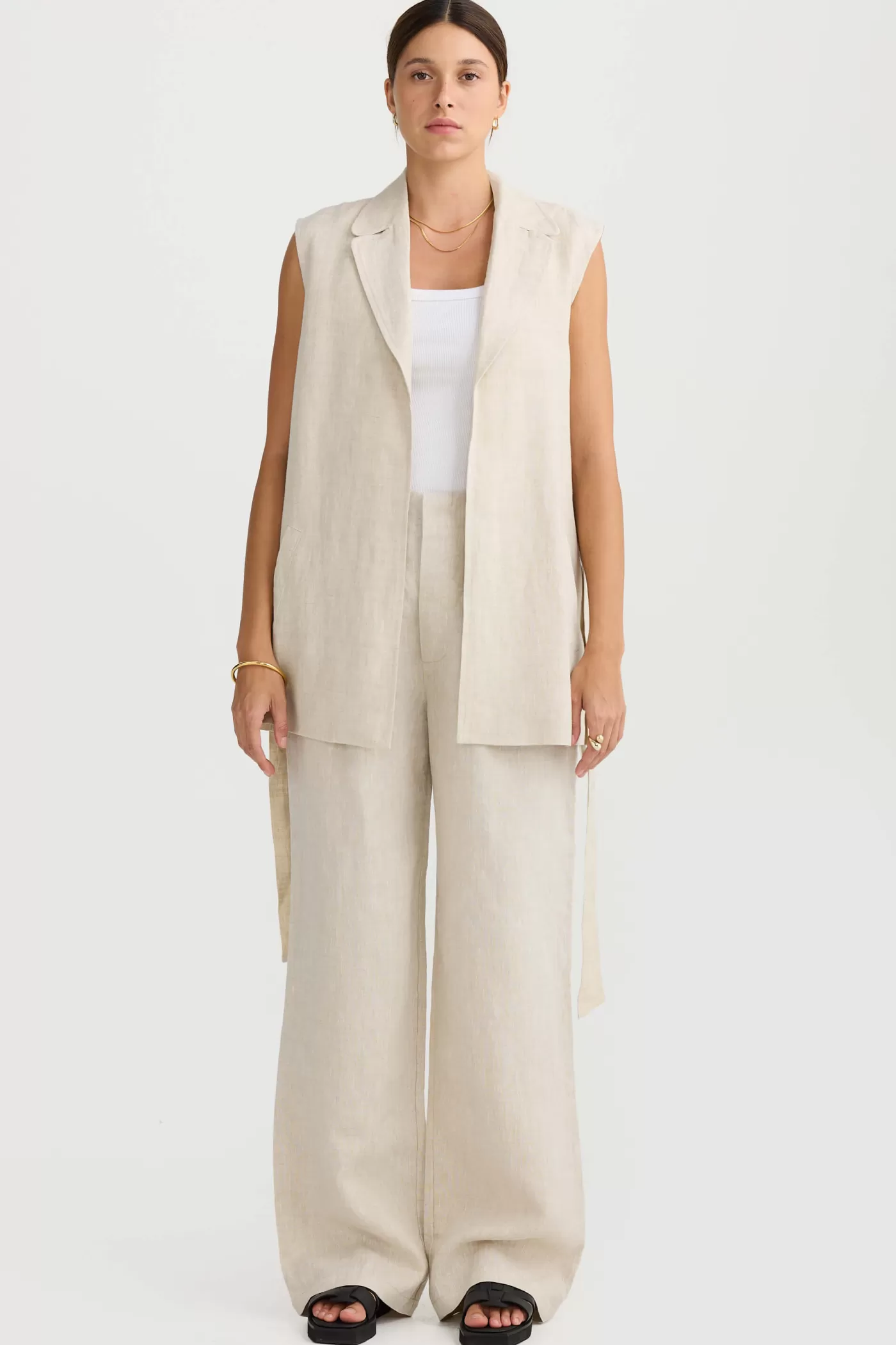 Savannah Oversized Linen Vest Natural^ORTC Clothing Co Fashion