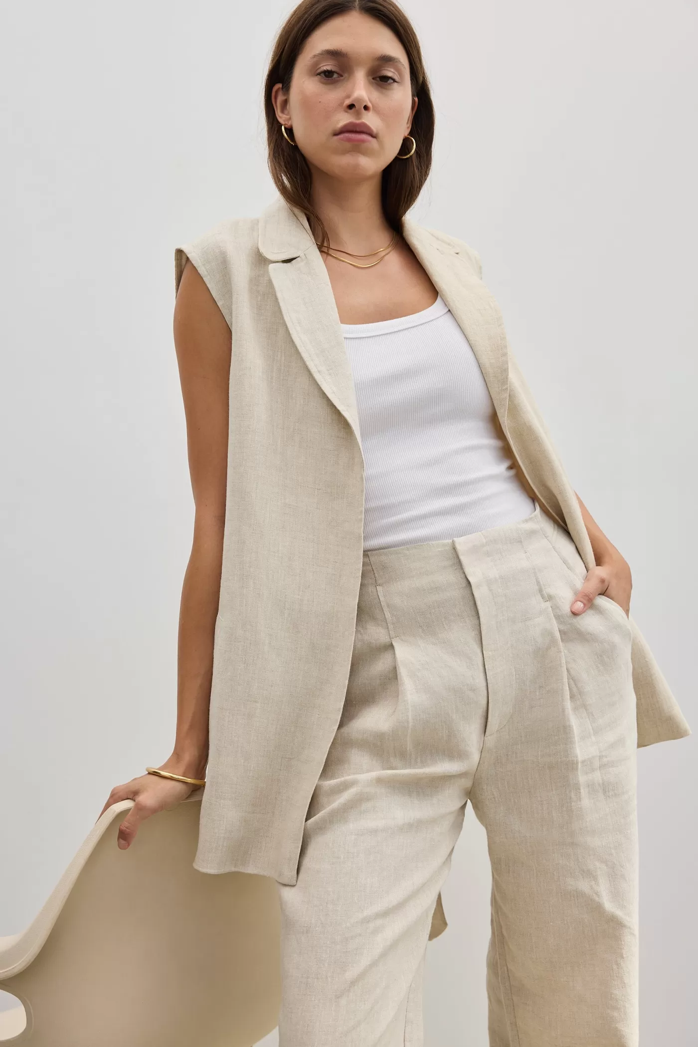 Savannah Oversized Linen Vest Natural^ORTC Clothing Co Fashion