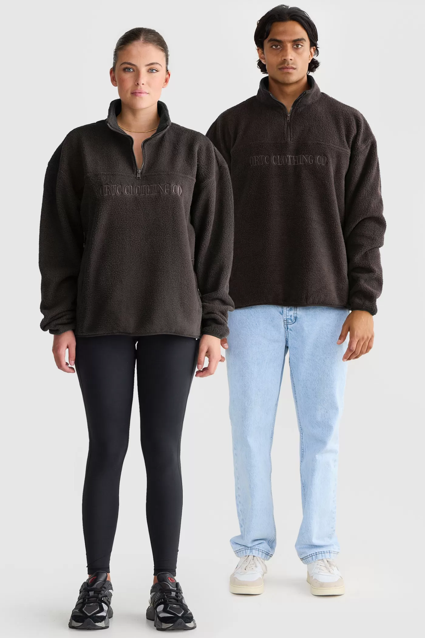 Unisex Sherpa Fleece Logo Quarter Zip Carob^ORTC Clothing Co Hot