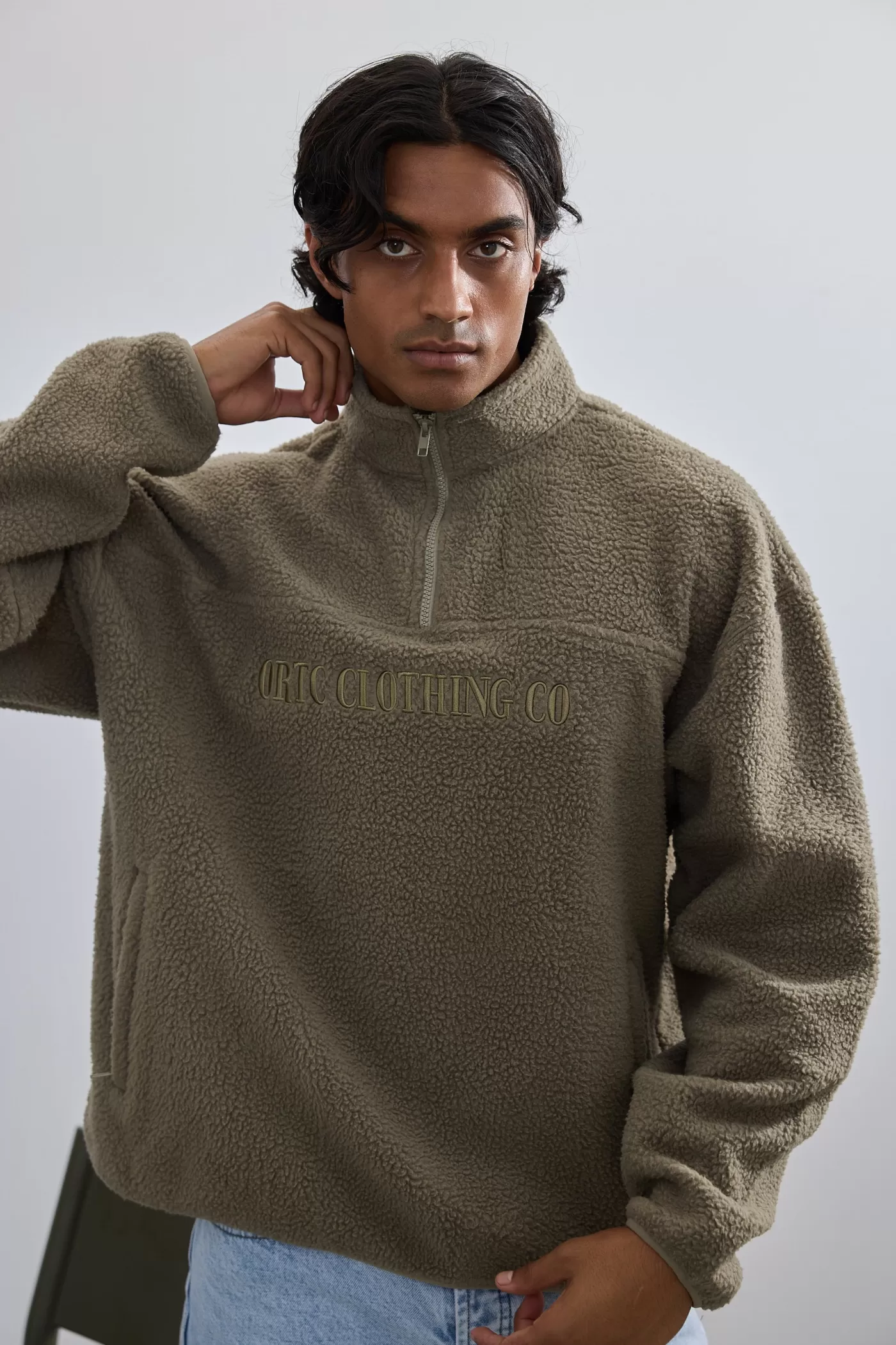 Unisex Sherpa Fleece Logo Quarter Zip ^ORTC Clothing Co Cheap