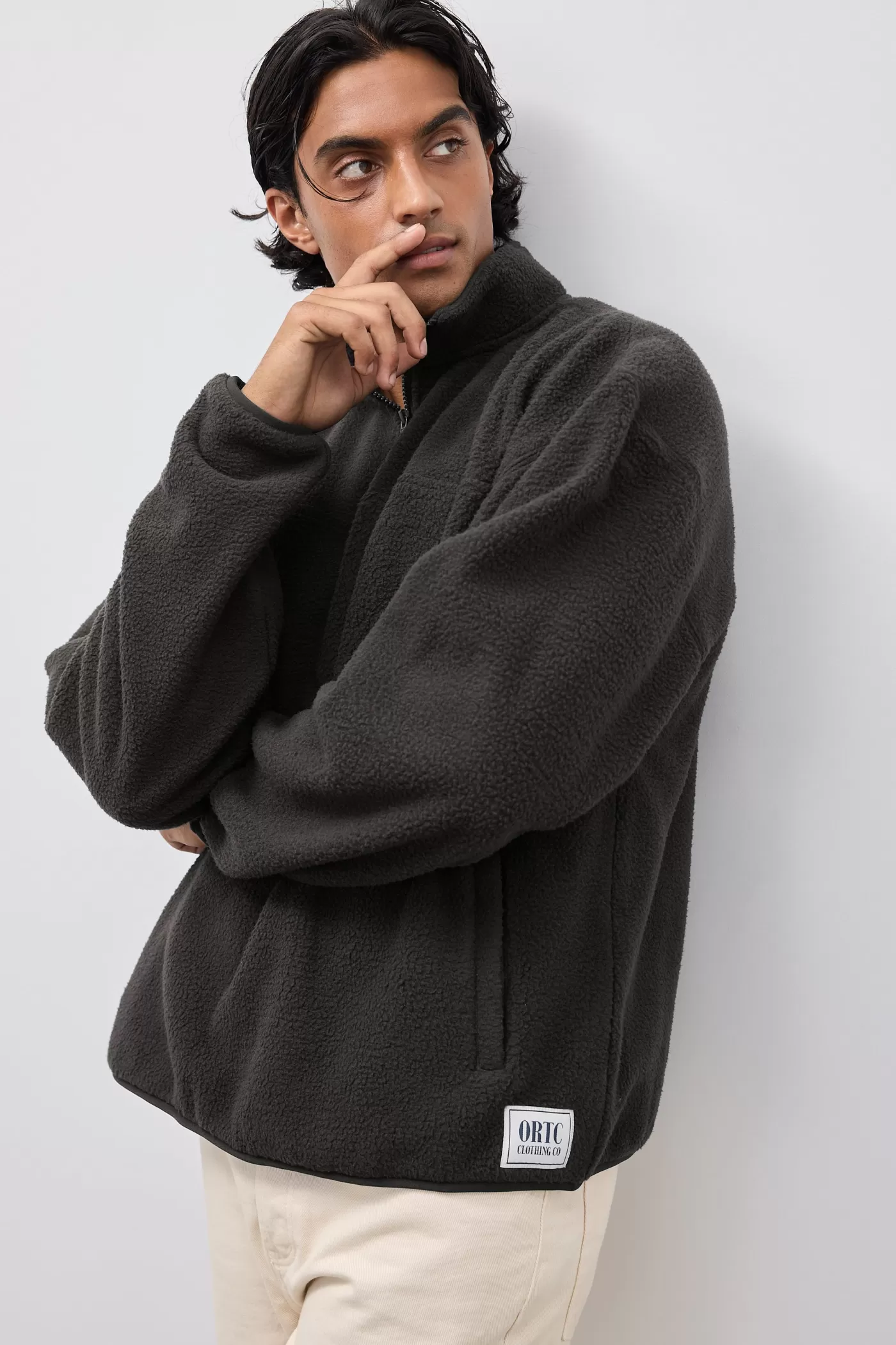 Unisex Sherpa Fleece Quarter Zip Carob^ORTC Clothing Co Sale